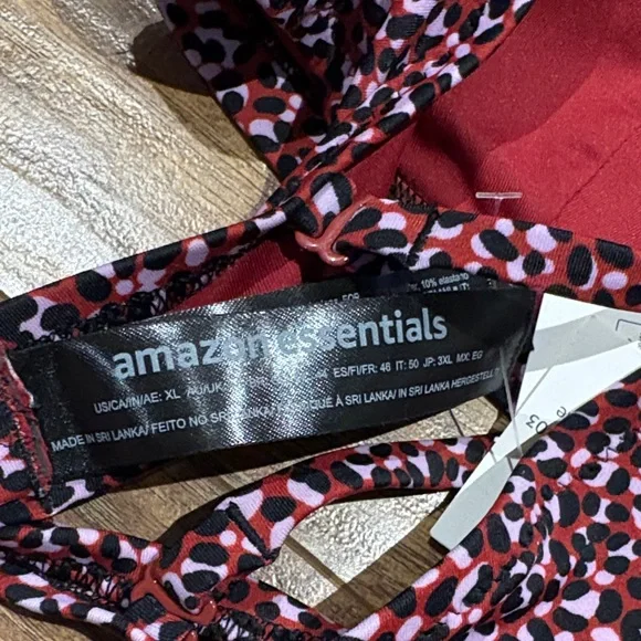 Amazon Essentials Women's Red and Black Leopard print Bikini Top - Picture 9 of 10